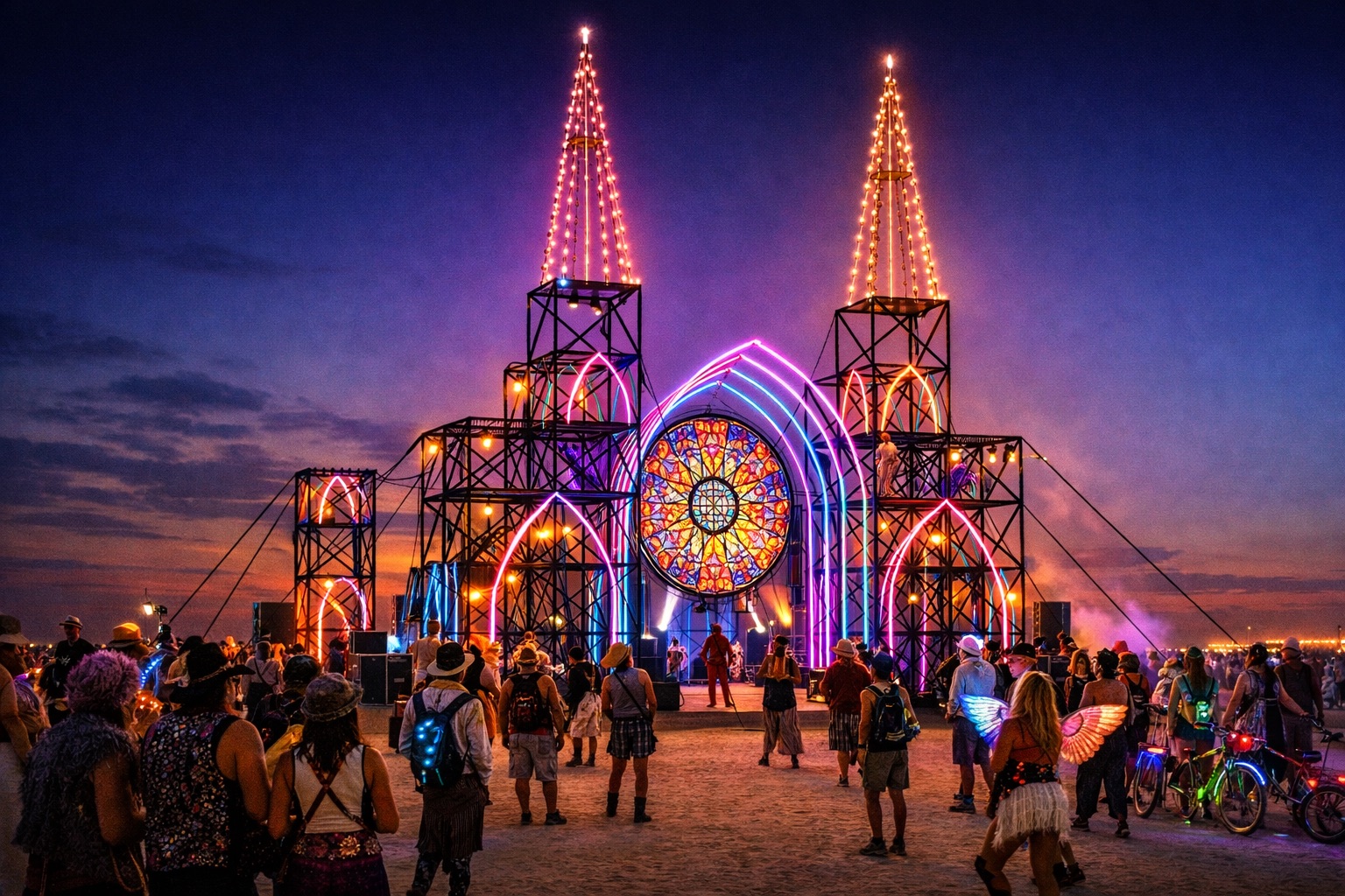 The Gothic Folly cathedral installation on the playa